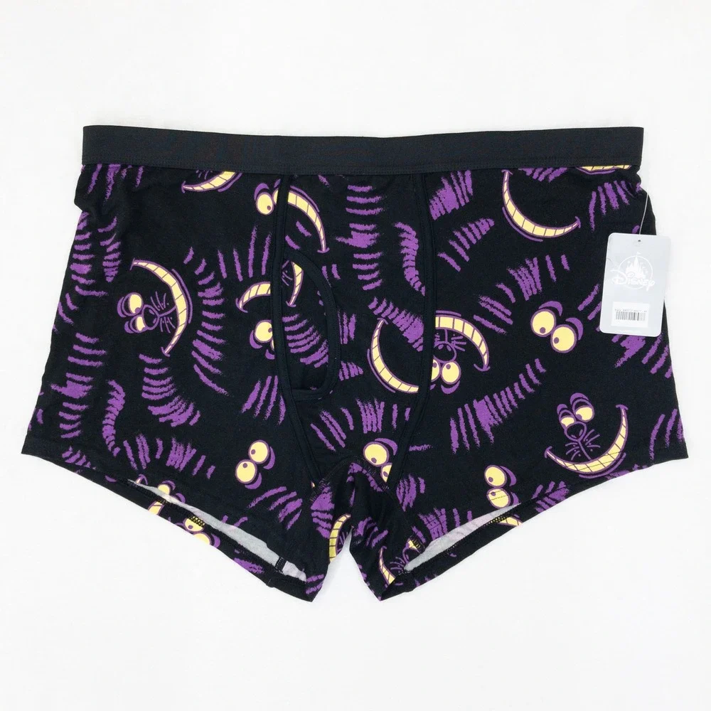 Disney Boxer Briefs Mens XXL Black Cheshire Cat Alice in Wonderland Print New